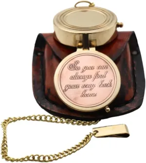 So You Can Always Find Your Way Back to Me - Personalized Brass Compass - Luxury Gift - Anniversary Compass Gift - Compass Gift for Him or Her with Leather Box
