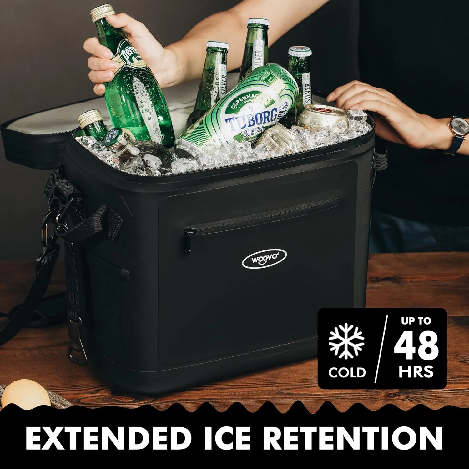 Soft Sided Cooler - Insulated Cooler Bag 20 Can - 100% Leak-Proof Tote Cooler with Adjustable Strap - Portable Camping Cooler with Mesh Bag and Bottle Opener for Picnic