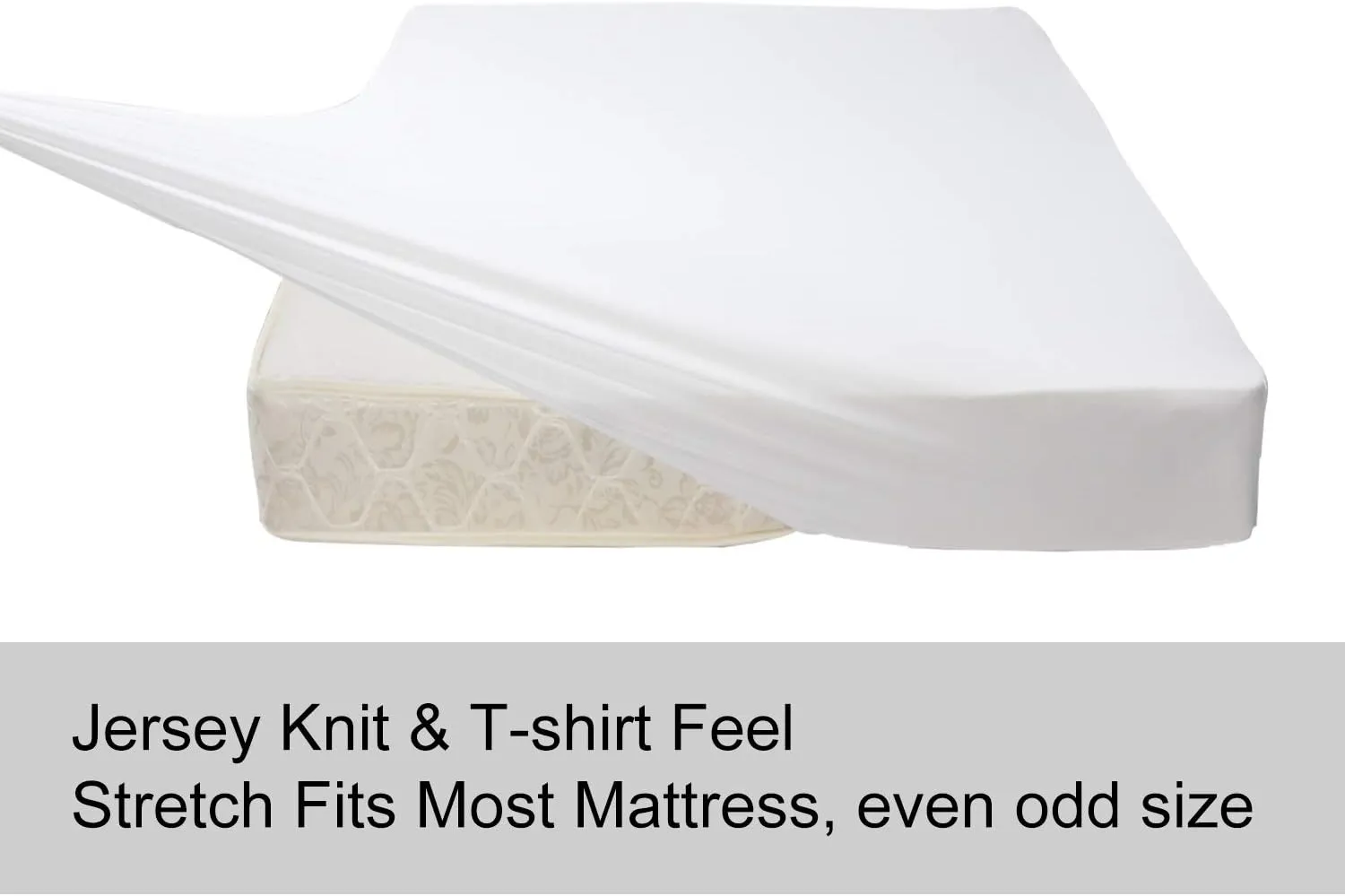 Soft Stretch Queen Size Fitted Sheet Only - Jersey Knit, Cozy T-Shirt Like & 4-Way Stretchy Snug Fit & Stay in Place, No More Slipping Off for Mattress (Deep: 5"-16") - White, Queen
