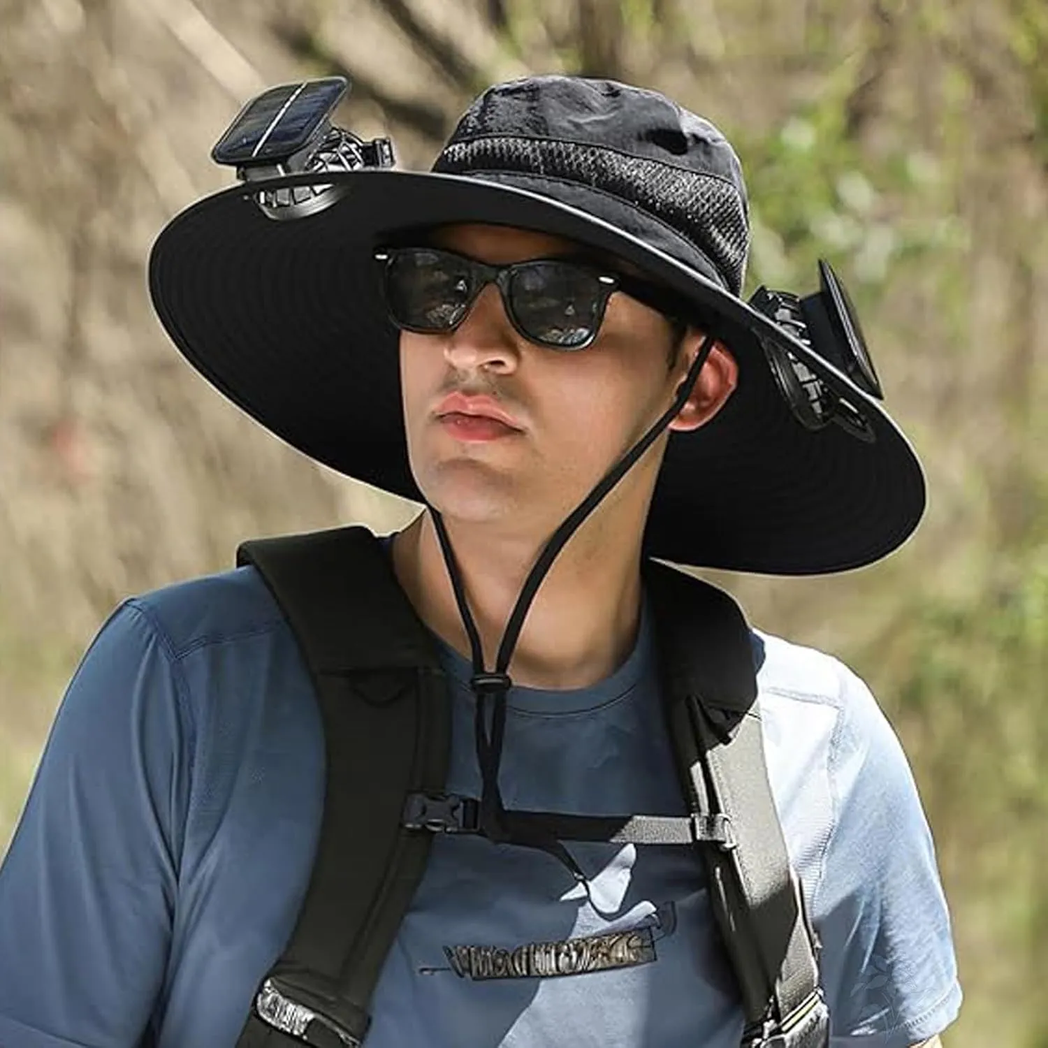 Solar Powered Outdoor Fishing Hat,Outdoor Wide Brim Sun Hat,Solar Power Fan Hat,Bucket Hat for Men Women,Outdoor Fishing Hat
