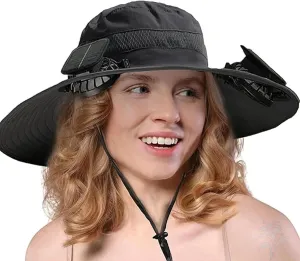 Solar Powered Outdoor Fishing Hat,Outdoor Wide Brim Sun Hat,Solar Power Fan Hat,Bucket Hat for Men Women,Outdoor Fishing Hat