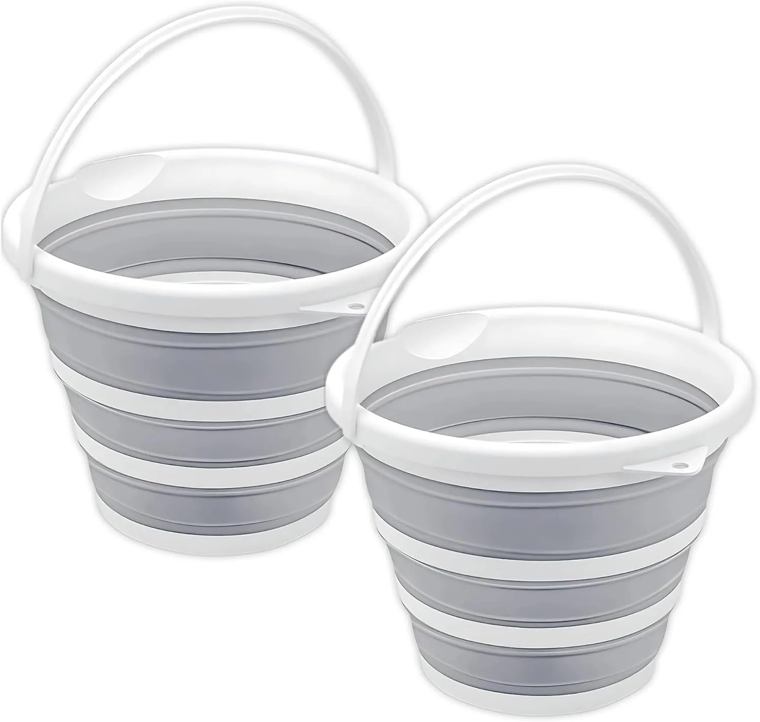 South Bend Components 2.6 Gallons Collapsible Bucket with Handle, Space Saving Design Portable Foldable Water Pail for Indoor/Outdoor, Mop, Boating, Camping, and Fishing (2-Pack)