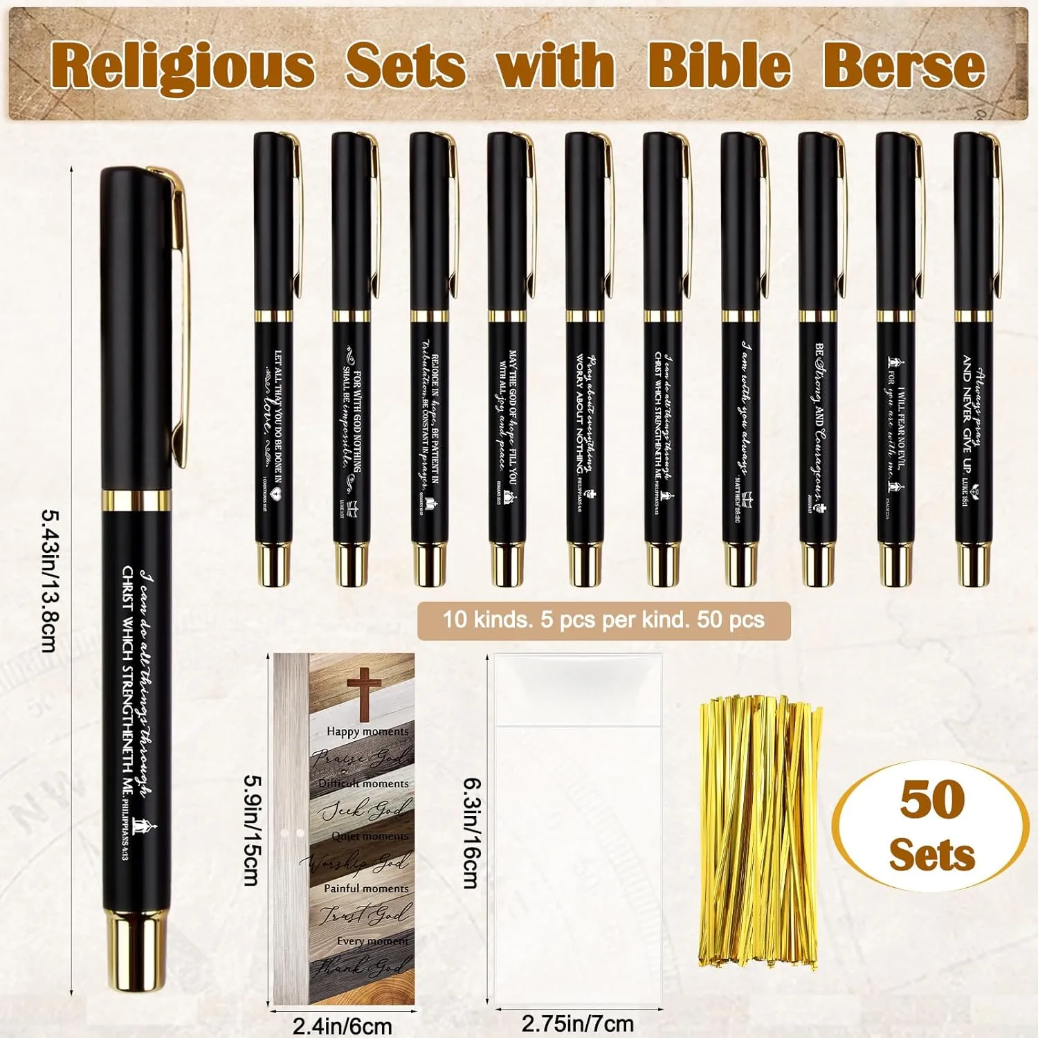 Spakon Father's Day Christian Gifts for Men Bulk Religious Bible Verse Pens Engraved Compass with Scripture Bookmarks for Church Gifts Sunday School