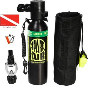 Spare Air Mini Scuba Tank - 6.0 cu ft Nitrox Ready Dive Cylinder - Small Emergency Backup Diving Equipment with Holster, Leash & Refill Adapter