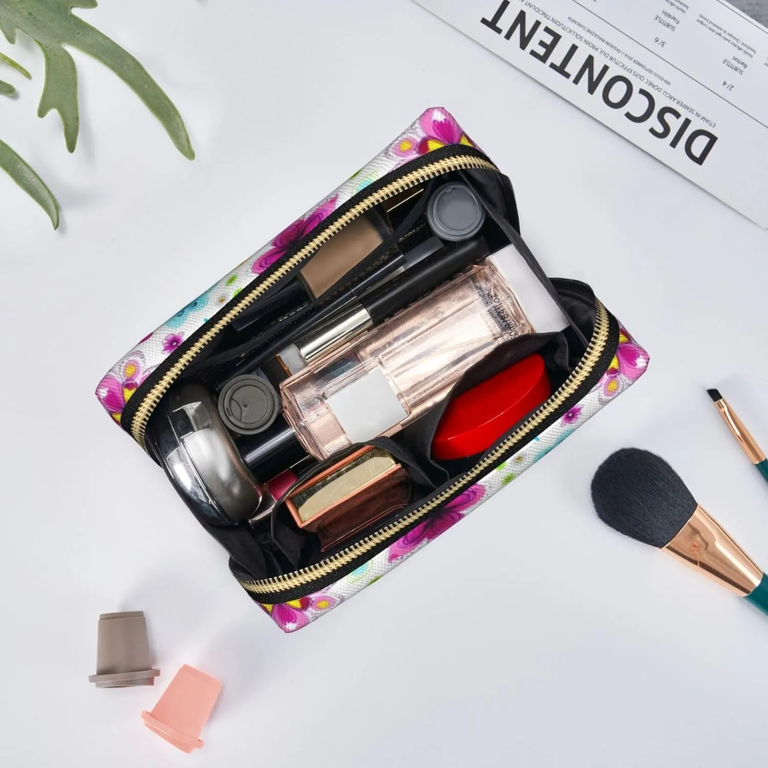 Spring Colorful Butterfly Toiletry Pouch, Travel-Friendly Makeup Organizer For Makeup Brushes, Lipsticks
