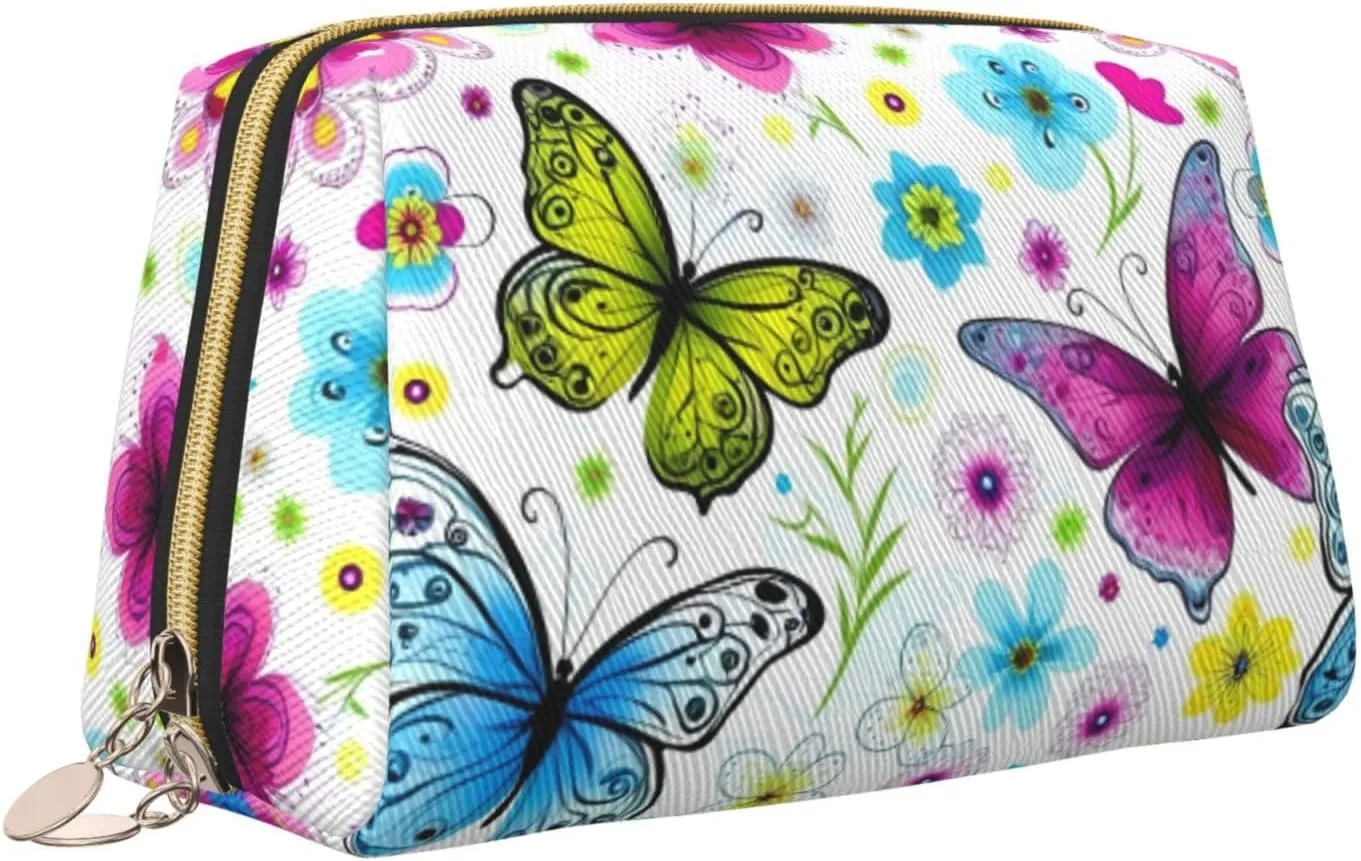 Spring Colorful Butterfly Toiletry Pouch, Travel-Friendly Makeup Organizer For Makeup Brushes, Lipsticks