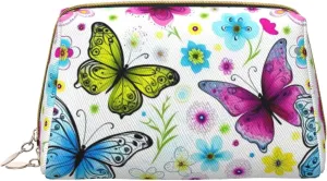 Spring Colorful Butterfly Toiletry Pouch, Travel-Friendly Makeup Organizer For Makeup Brushes, Lipsticks