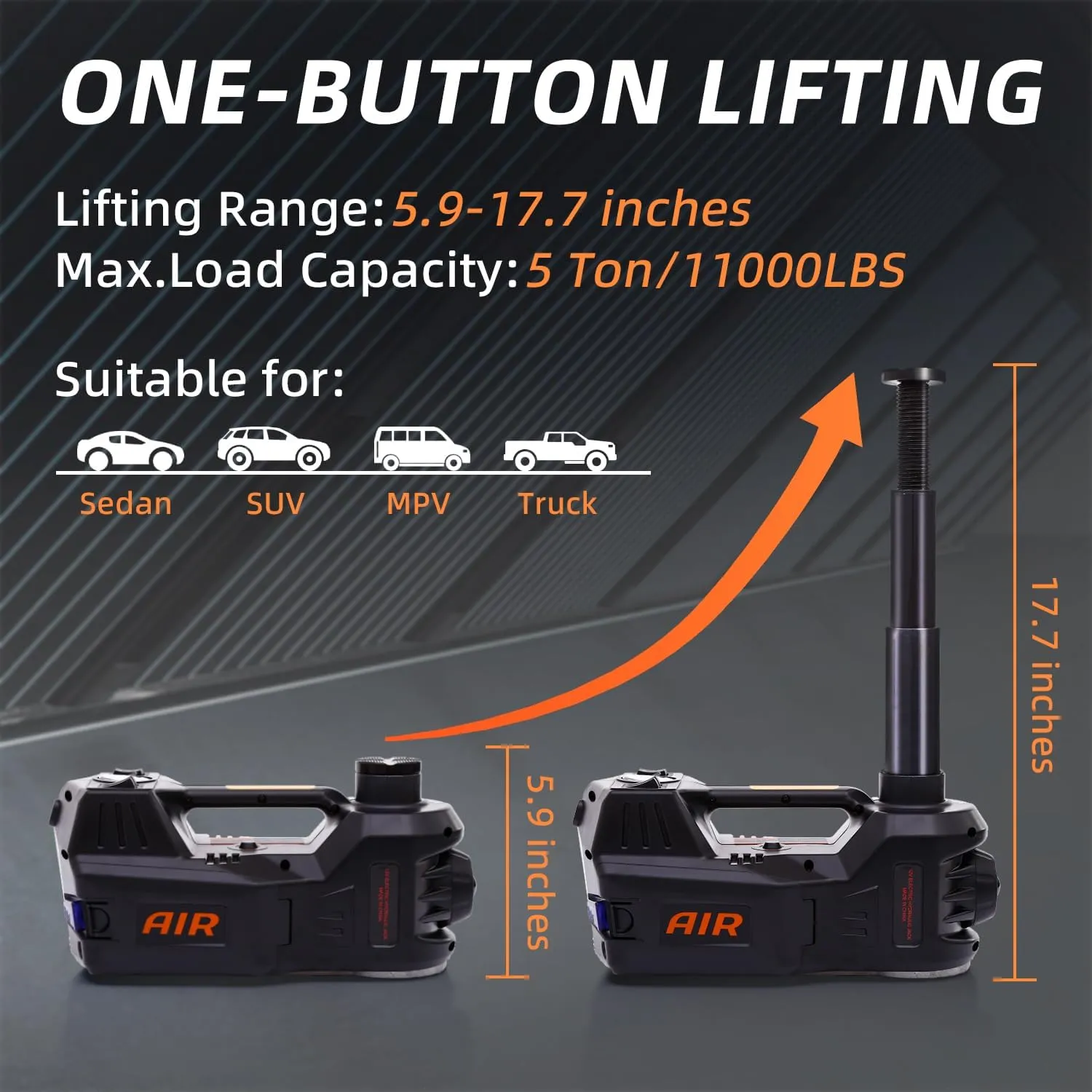 STANDTALL Electric Car Jack 5 Ton 12V Electric Car Jack Kit with Electric Impact Wrench and Tire Inflator Pump for Car Tire Change Garage Repair