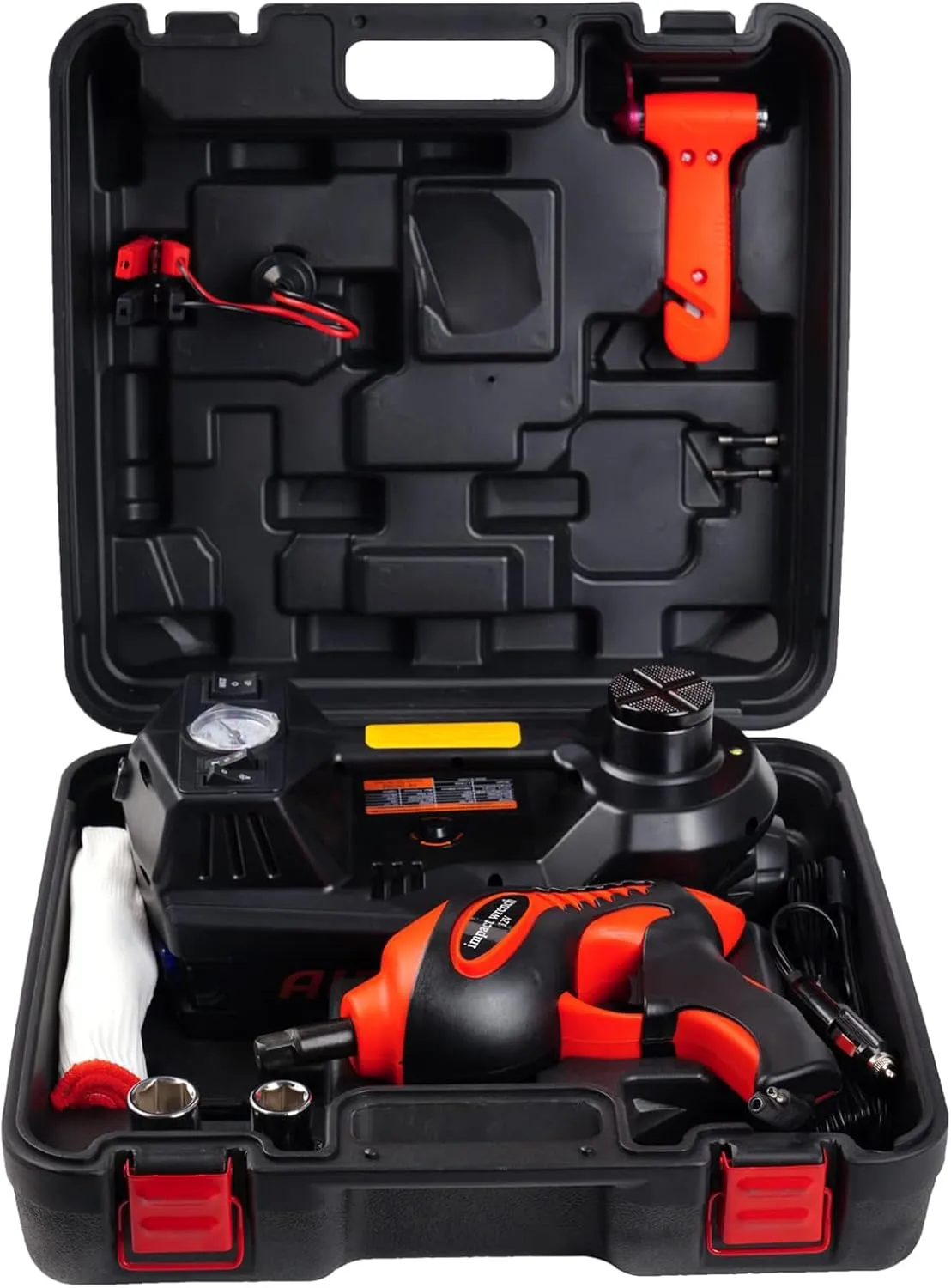 STANDTALL Electric Car Jack 5 Ton 12V Electric Car Jack Kit with Electric Impact Wrench and Tire Inflator Pump for Car Tire Change Garage Repair