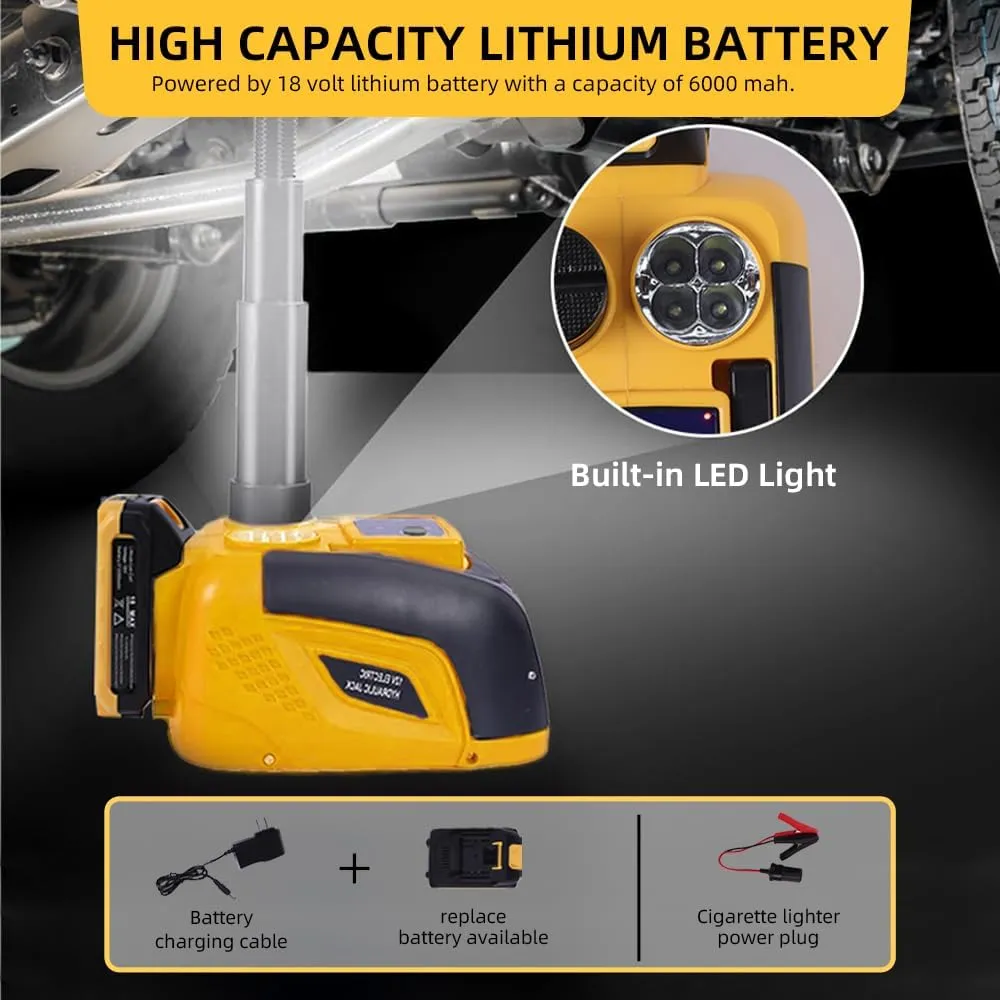 STANDTALL Electric Car Jack Hydraulic Cordless Remote Control 5 Ton 18V Automatic Small Portable Tire Change Kit Emergency Repair Tire Tools for SUV Sedans Vehicle MPV Yellow