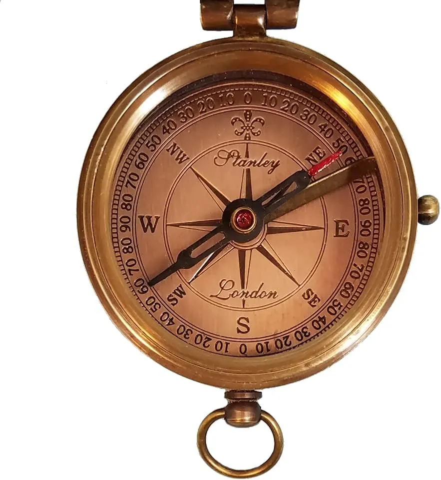 Stanley London Engraved Compass Personalized | Brass Pocket Compass Gifts for Men, Him, Son, Husband, Grandson, Boys | Engravable Antique Gift Compasses for Graduation, Baptism, Confirmation