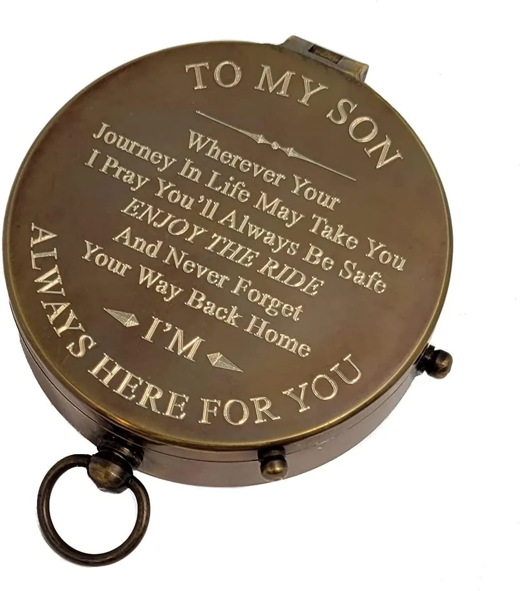 Stanley London Engraved Compass Personalized | Brass Pocket Compass Gifts for Men, Him, Son, Husband, Grandson, Boys | Engravable Antique Gift Compasses for Graduation, Baptism, Confirmation