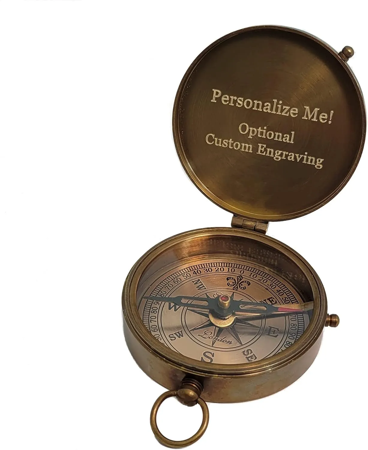Stanley London Engraved Compass Personalized | Brass Pocket Compass Gifts for Men, Him, Son, Husband, Grandson, Boys | Engravable Antique Gift Compasses for Graduation, Baptism, Confirmation