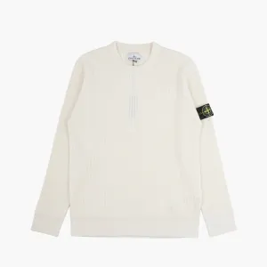 Stone Island Wool Sweater with Iconic Patch Detail - White