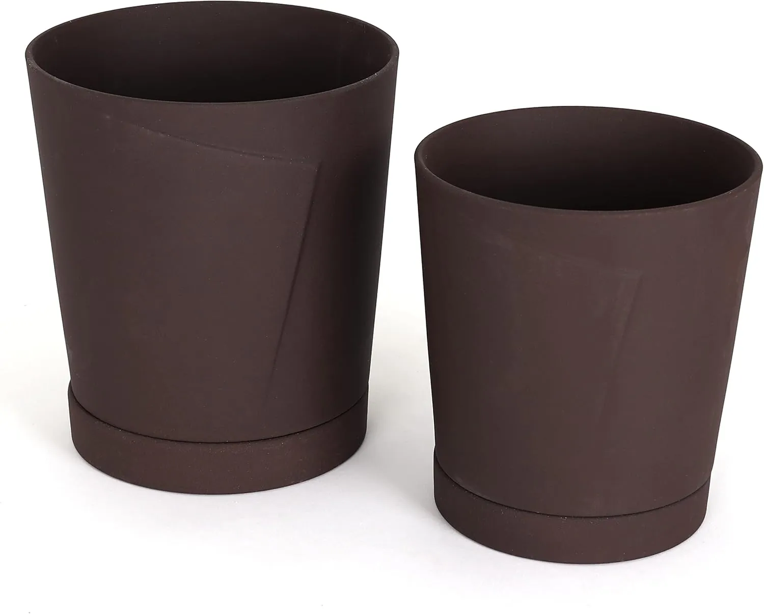 Stoneware Planters - Indoor Planters/Outdoor Planters - Brown Planter - Modern Planter - Plant Pot/Flower Pot - Nesting Planters (Fold/Deep Mocha)