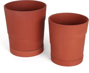 Stoneware Planters - Indoor Planters/Outdoor Planters - Brown Planter - Modern Planter - Plant Pot/Flower Pot - Nesting Planters (Slab/Potter's Brown)