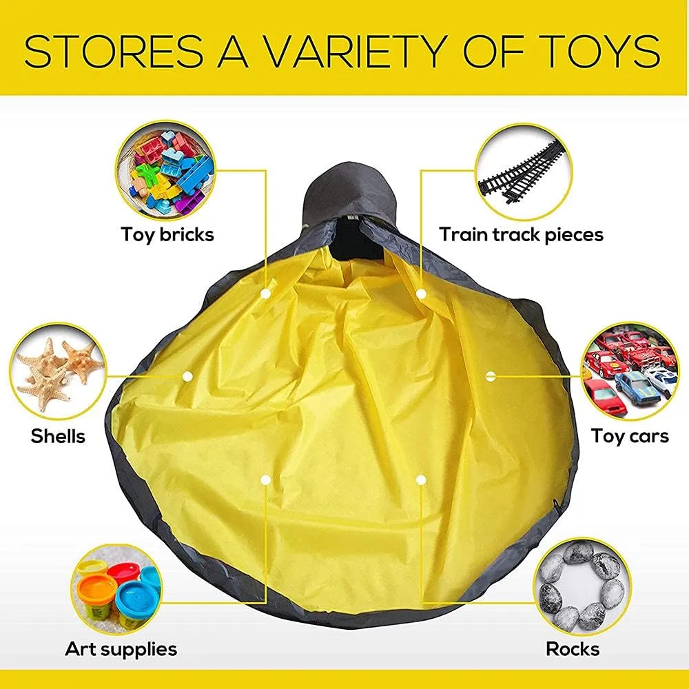 Storage Organizer Baskets and Play Mat, Outdoor Quick Storage Bag, Bag with Zipper, Organizer, Quick Collapsible Canvas Bin-Light Grey