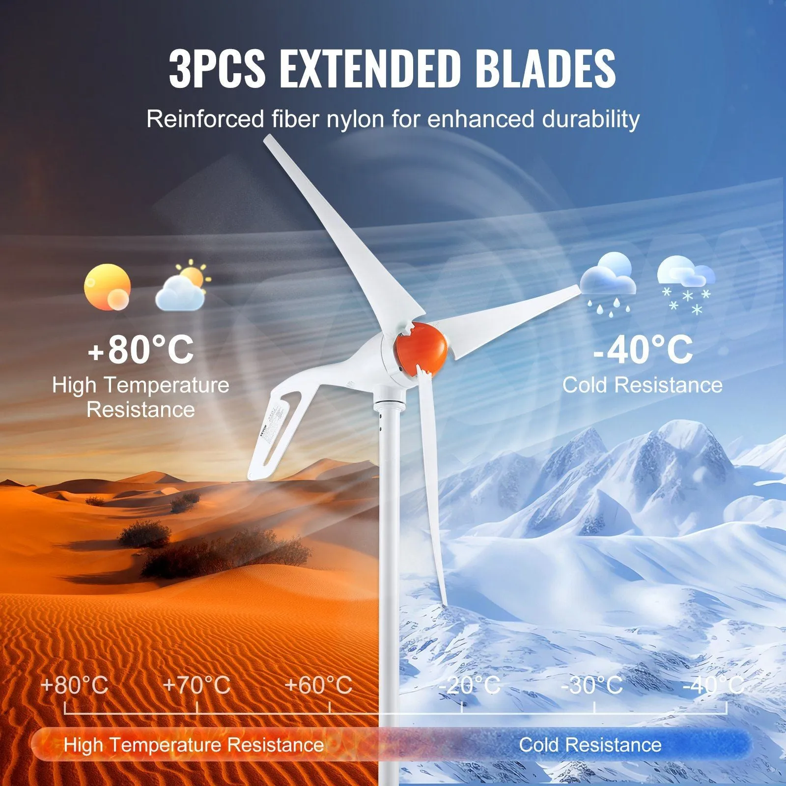 StormSpin3 500W Wind Turbine Generator – 12V 3-Blade High-Efficiency Off-Grid Power System