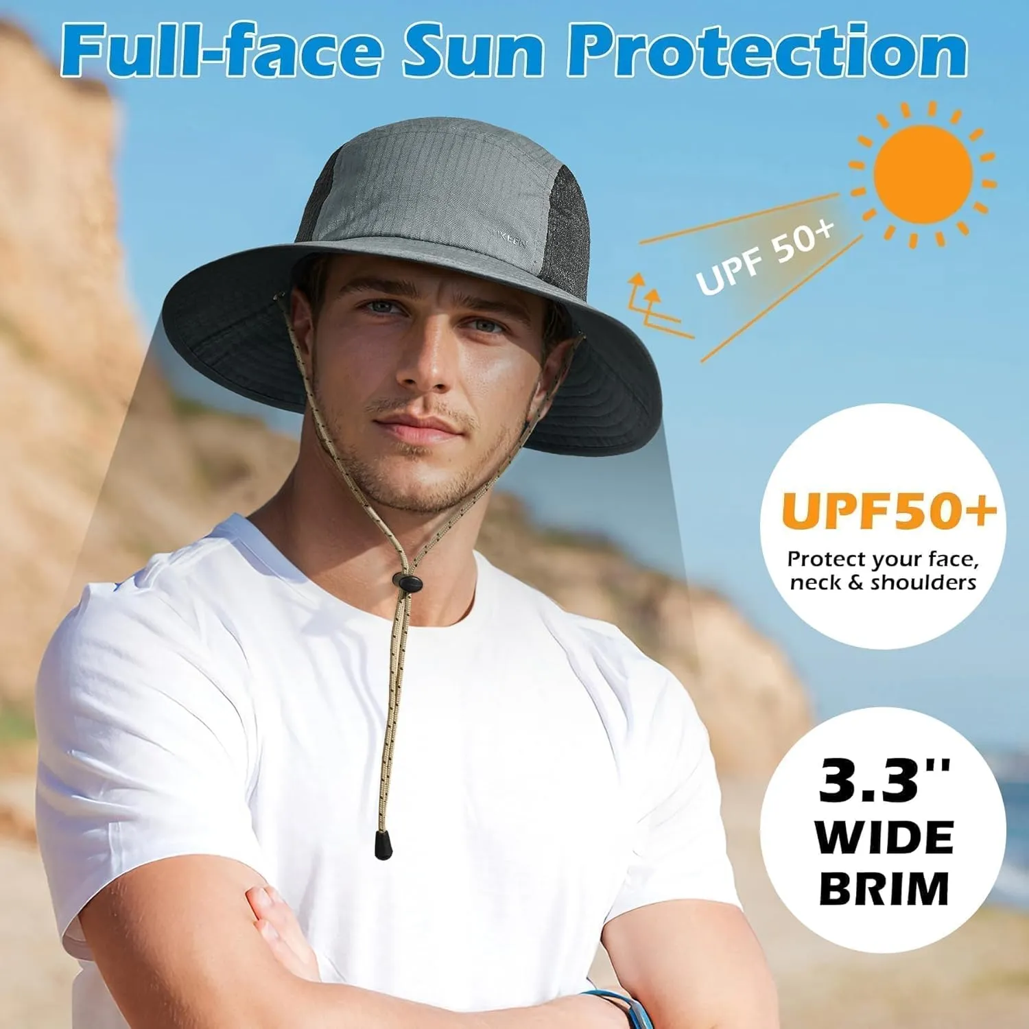 Sukeen Sun Hats for Women, Wide Brim Hats for Mens, Fishing Hat, Bucket Hat, Summer Packable Beach Hat, UV Protection 50  Hat