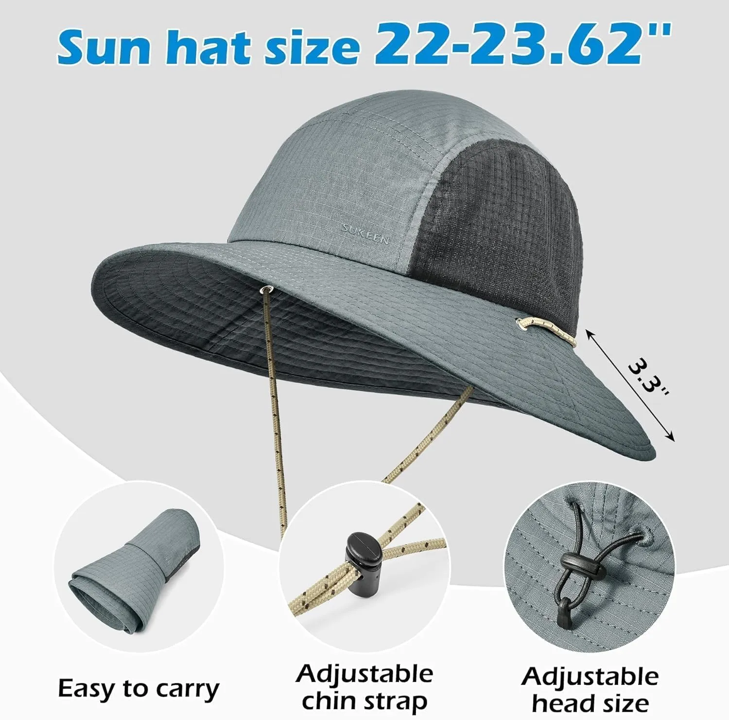 Sukeen Sun Hats for Women, Wide Brim Hats for Mens, Fishing Hat, Bucket Hat, Summer Packable Beach Hat, UV Protection 50  Hat