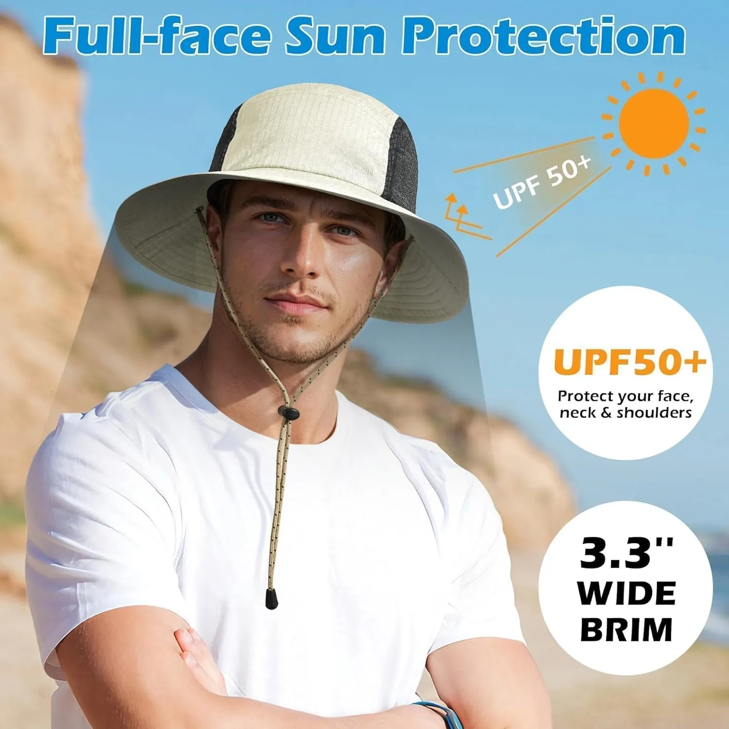 Sukeen Sun Hats for Women, Wide Brim Hats for Mens, Fishing Hat, Bucket Hat, Summer Packable Beach Hat, UV Protection 50  Hat