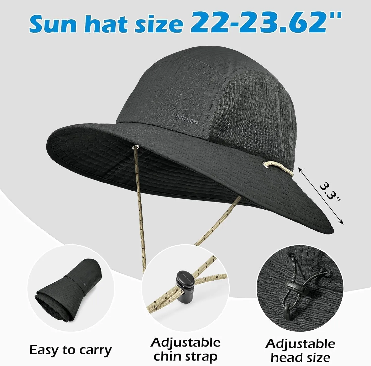 Sukeen Sun Hats for Women, Wide Brim Hats for Mens, Fishing Hat, Bucket Hat, Summer Packable Beach Hat, UV Protection 50  Hat