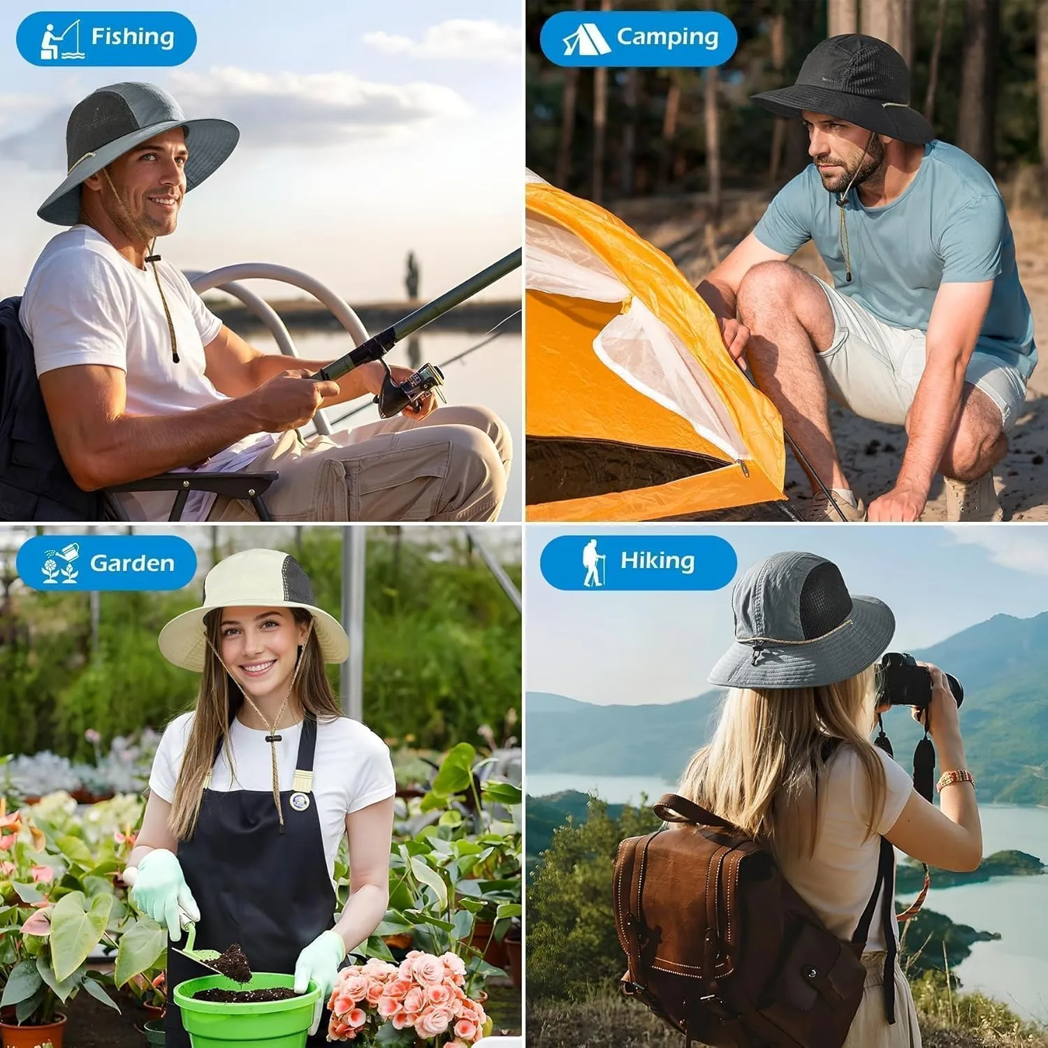 Sukeen Sun Hats for Women, Wide Brim Hats for Mens, Fishing Hat, Bucket Hat, Summer Packable Beach Hat, UV Protection 50  Hat