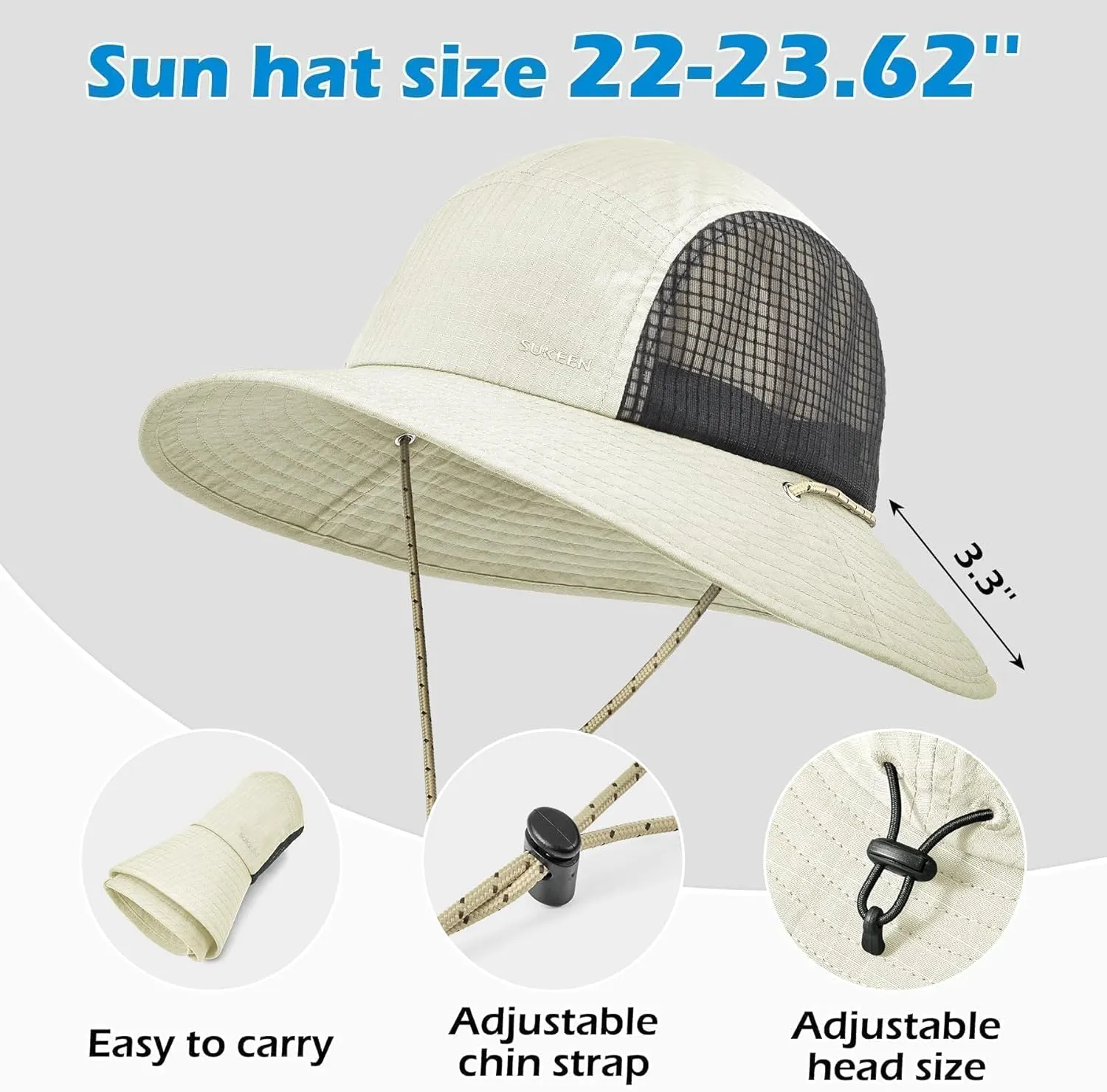 Sukeen Sun Hats for Women, Wide Brim Hats for Mens, Fishing Hat, Bucket Hat, Summer Packable Beach Hat, UV Protection 50  Hat