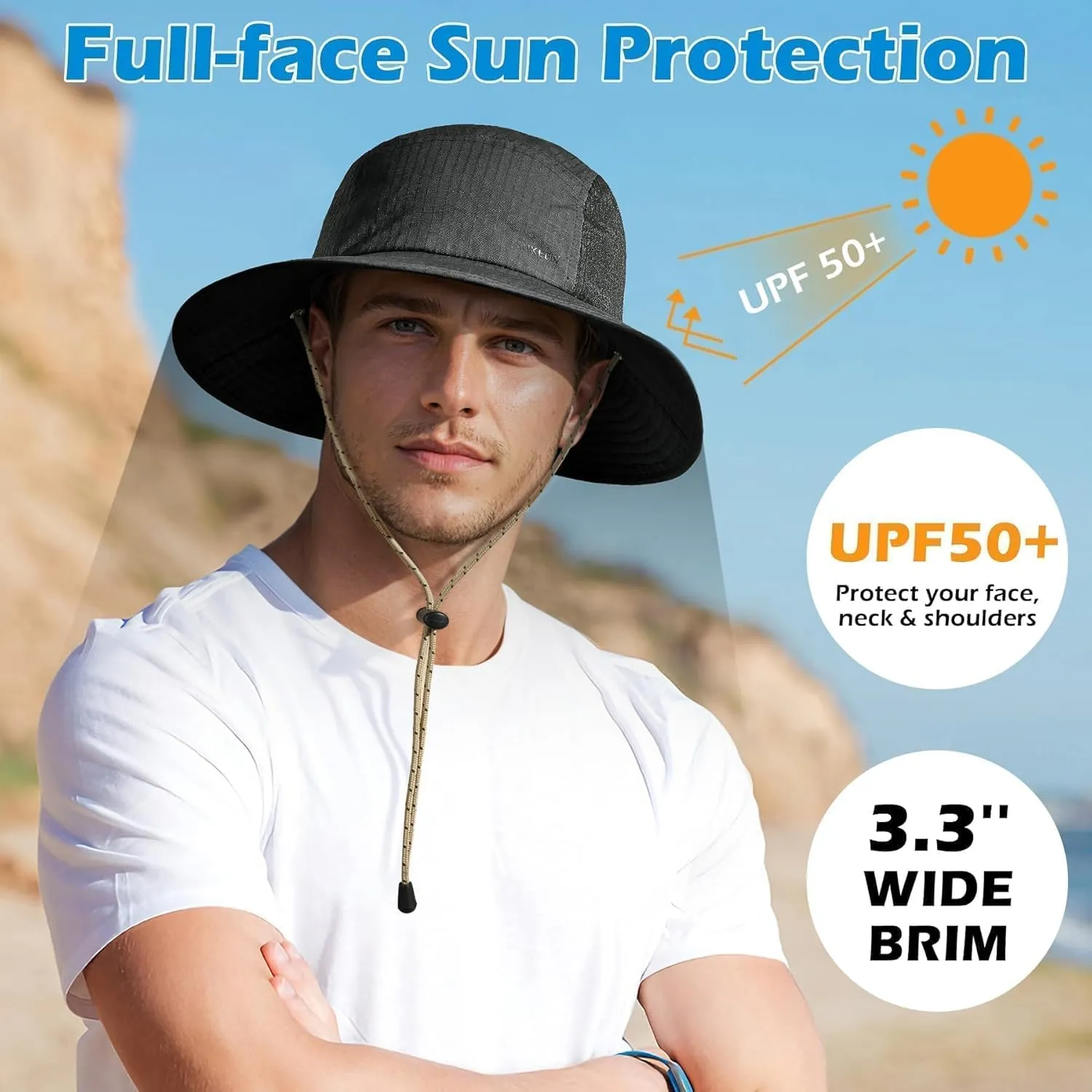 Sukeen Sun Hats for Women, Wide Brim Hats for Mens, Fishing Hat, Bucket Hat, Summer Packable Beach Hat, UV Protection 50  Hat