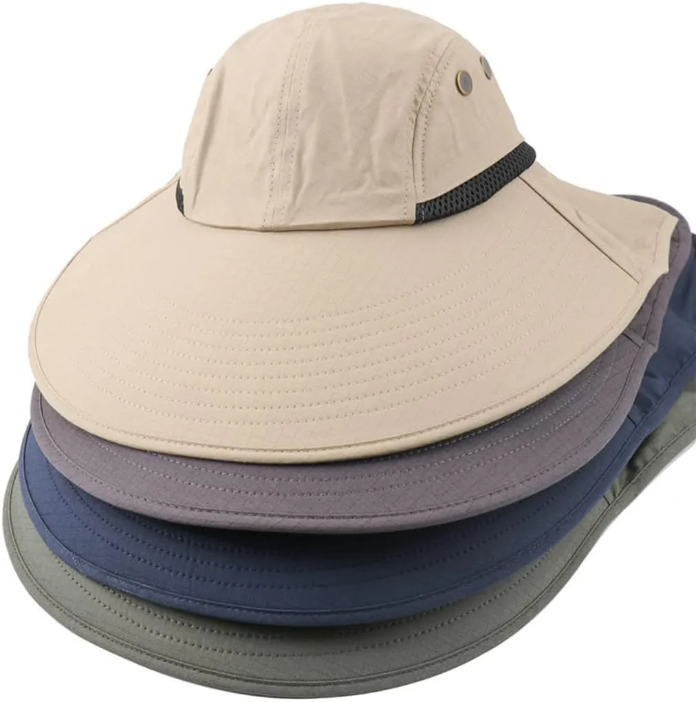 Summer Adjustable Sun Protection Fishing Hat Outdoor Wide Brim Boonie Bucket Mesh Breathable Sun Cap