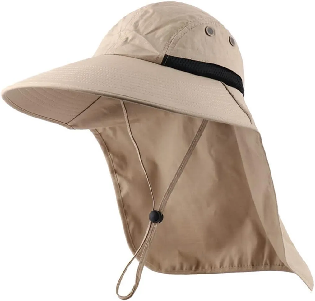 Summer Adjustable Sun Protection Fishing Hat Outdoor Wide Brim Boonie Bucket Mesh Breathable Sun Cap