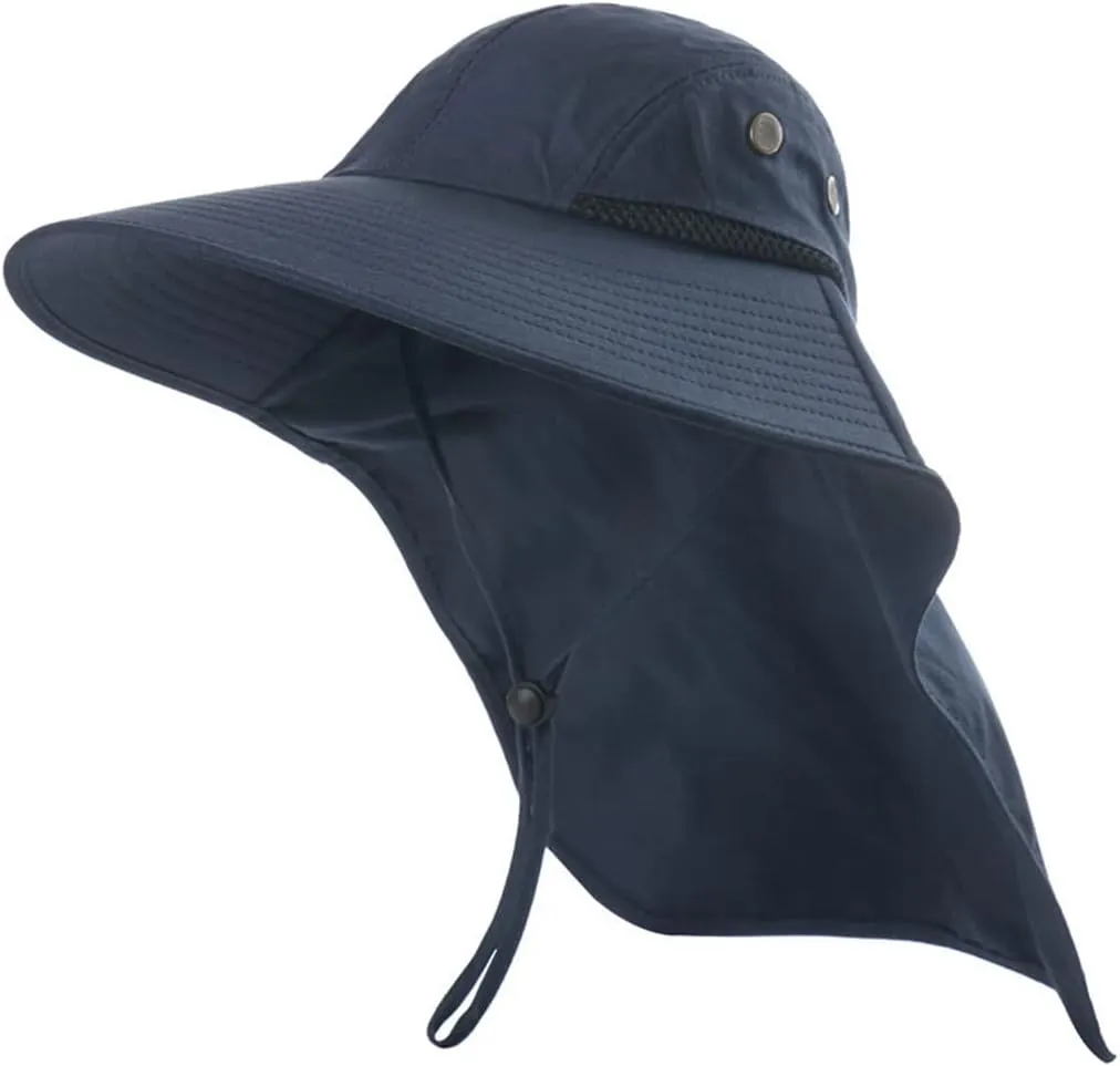 Summer Adjustable Sun Protection Fishing Hat Outdoor Wide Brim Boonie Bucket Mesh Breathable Sun Cap