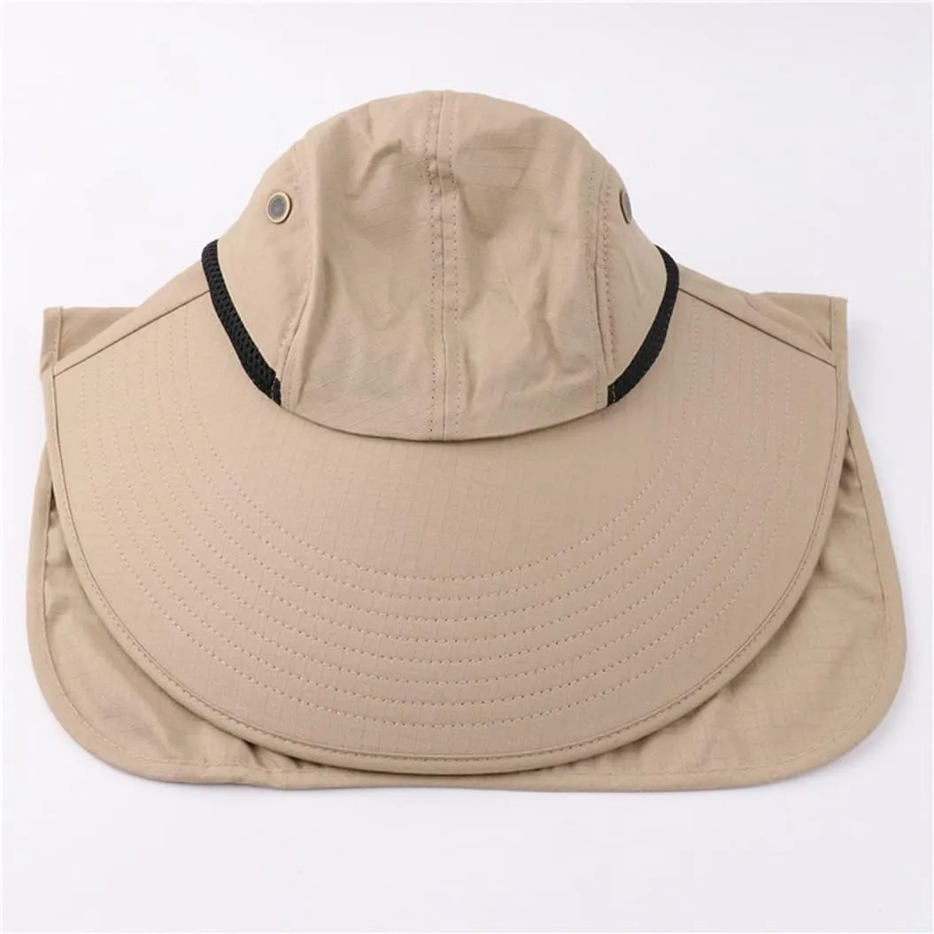 Summer Adjustable Sun Protection Fishing Hat Outdoor Wide Brim Boonie Bucket Mesh Breathable Sun Cap