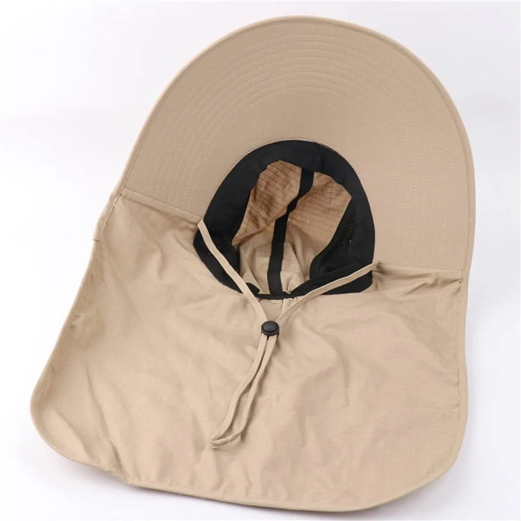 Summer Adjustable Sun Protection Fishing Hat Outdoor Wide Brim Boonie Bucket Mesh Breathable Sun Cap