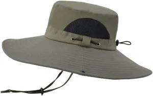 Summer Men Women Bucket Hat Wide Brim Outdoor Sun Protective Boonie Hat Hollow Mesh Breathable Fishing Sun Cap