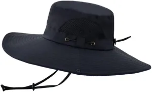 Summer Men Women Bucket Hat Wide Brim Outdoor Sun Protective Boonie Hat Hollow Mesh Breathable Fishing Sun Cap