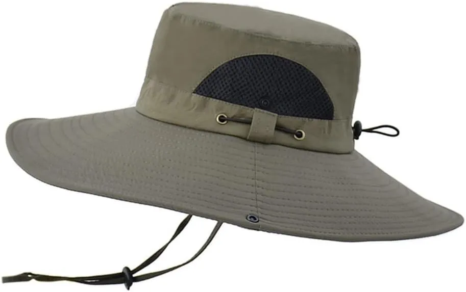 Summer Wide Brim Fishing Hats Unisex Breathable Mesh Bucket Hat Outdoor Beach Panama Sun Cap Visor