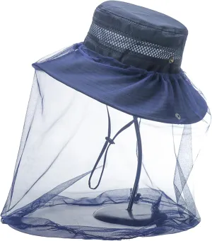 Sun Hat for Men Women Midge Net with Removable Netting Bucket Hat Mosquito Hat for Beekeeper Hiking Fishing Camping