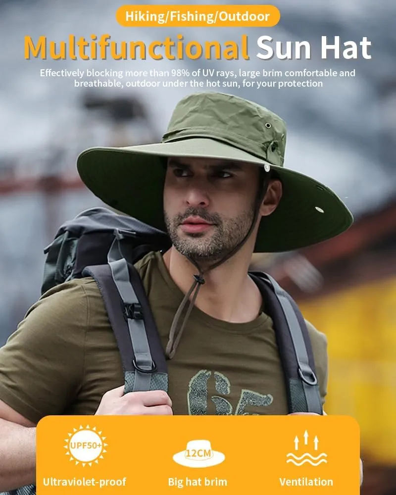 Sun Hat Womens Men Wide Brim Summer Beach Hat Mesh Waterproof UPF50  Fishing Hat UV Protective Bucket Hat Packable