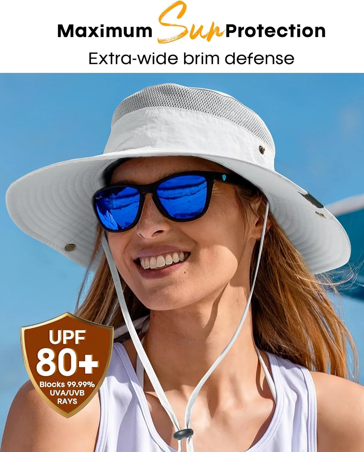 Sun Hats for Women Men Breathable Wide Brim Fishing Hat Hiking Summer UV Protection Bucket Hats UPF 80 