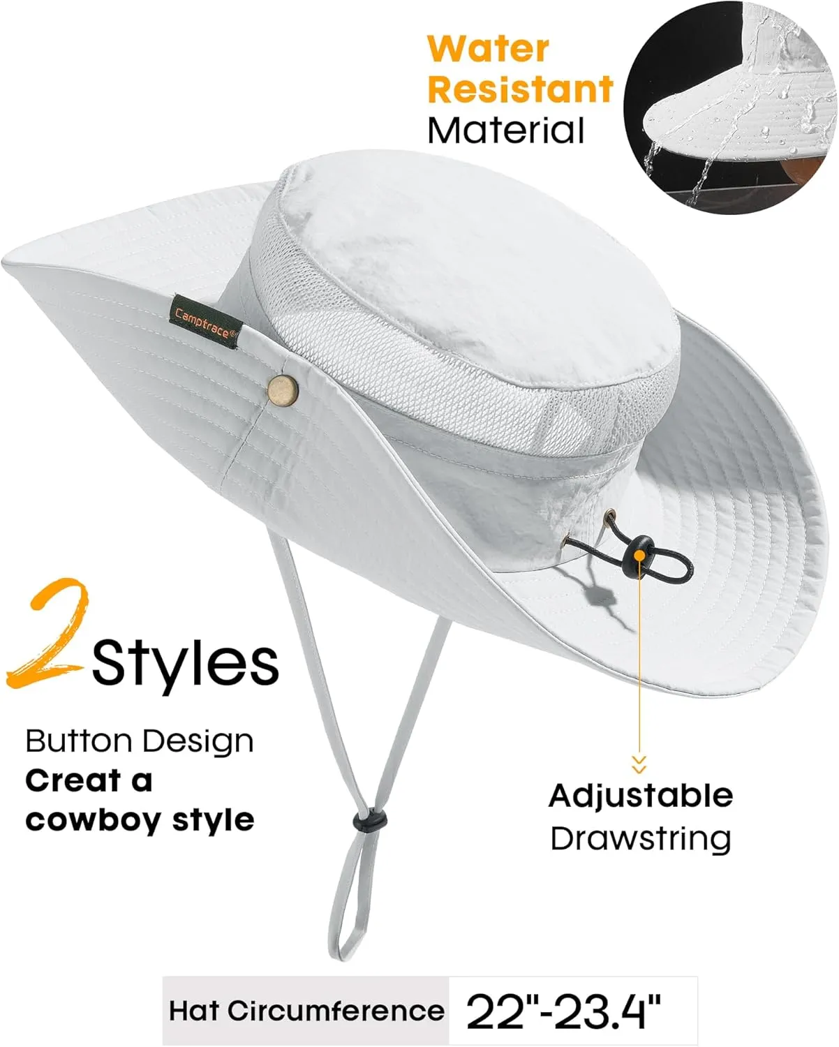 Sun Hats for Women Men Breathable Wide Brim Fishing Hat Hiking Summer UV Protection Bucket Hats UPF 80 