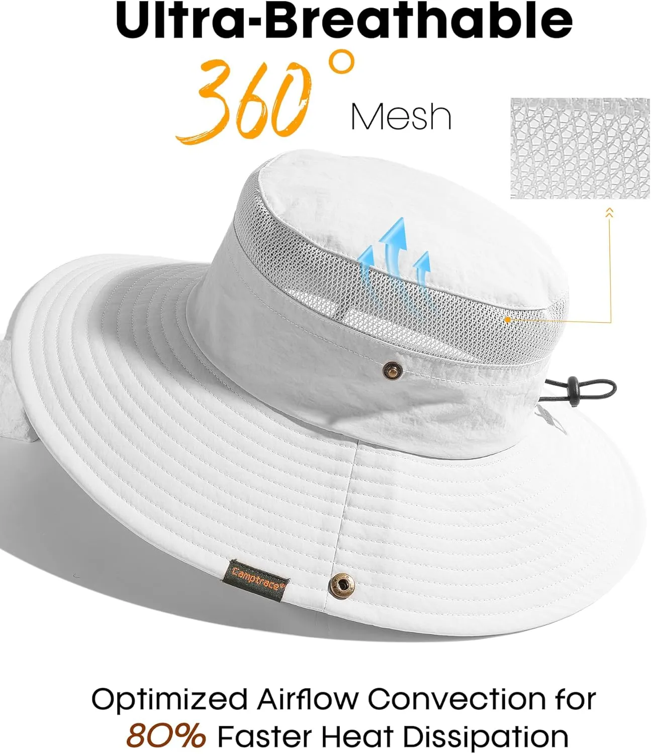 Sun Hats for Women Men Breathable Wide Brim Fishing Hat Hiking Summer UV Protection Bucket Hats UPF 80 