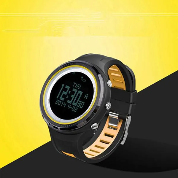 SUNROAD 5ATM Waterproof Digital Sports Watch with Altimeter Barometer Compass Pedometer Thermometer Yellow Black & Black Edge