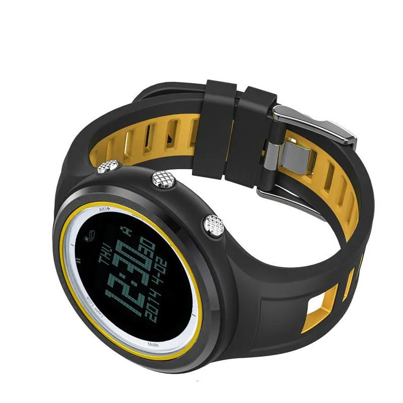SUNROAD 5ATM Waterproof Digital Sports Watch with Altimeter Barometer Compass Pedometer Thermometer Yellow Black & Black Edge