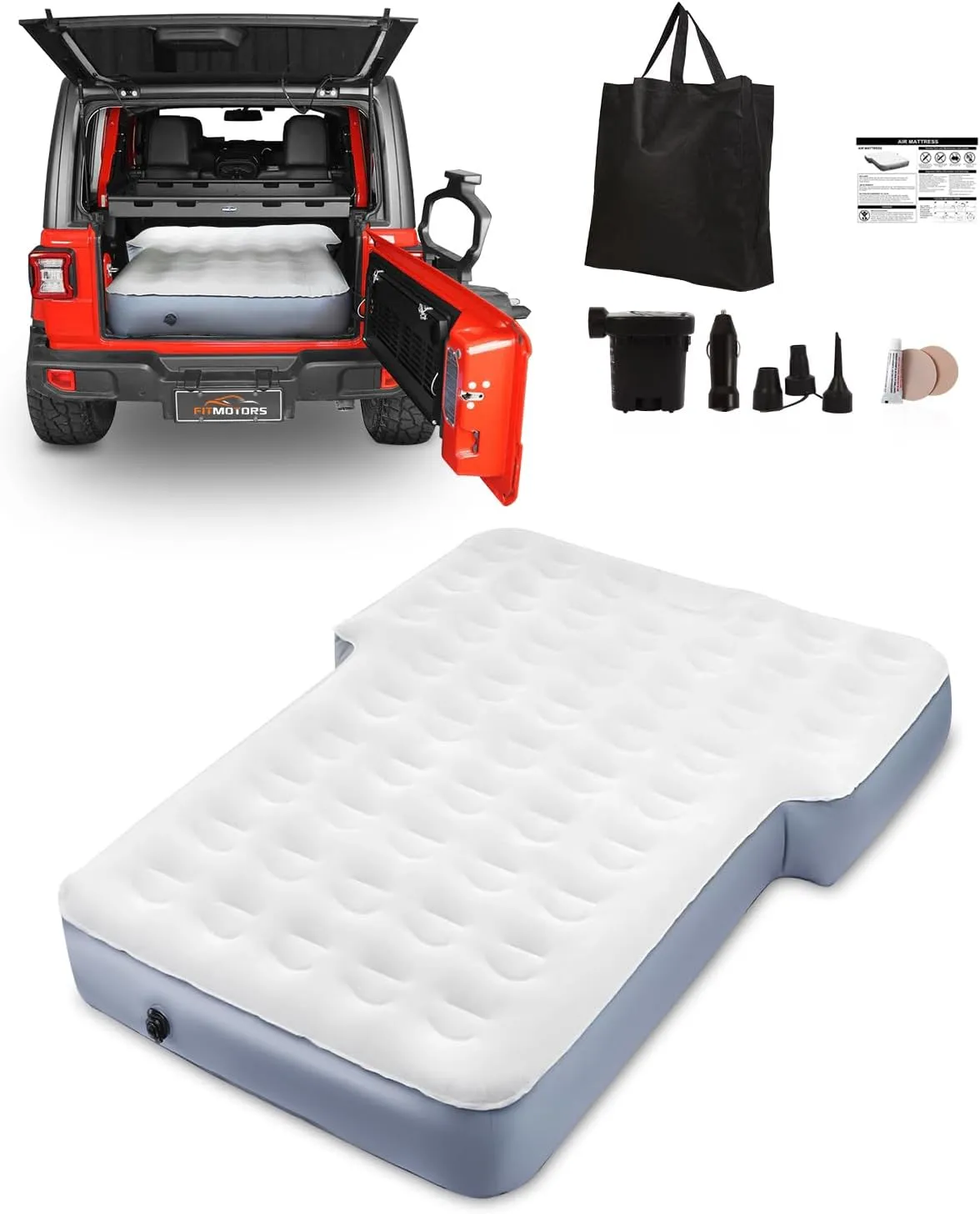 SUV Air Mattress Camping Bed,10 Inch Ultra Thick Portable Air Mattress for Jeep Wrangler JK JKU JL JLU Unlimited 4 Door Ford Bronco Subaru Forester(Grey)
