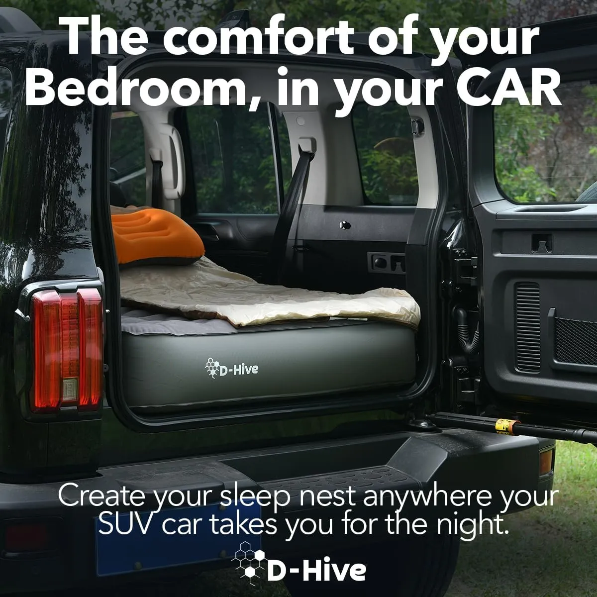 SUV Air Mattress, Ultra-Thick Material Extra-High Car Air Mattress, SUV Mattress for Toyota 4runner, Jeep Wrangler Air Mattress, Car Mattress w/Built-in Pump Inflatable Car Air Mattress Grey