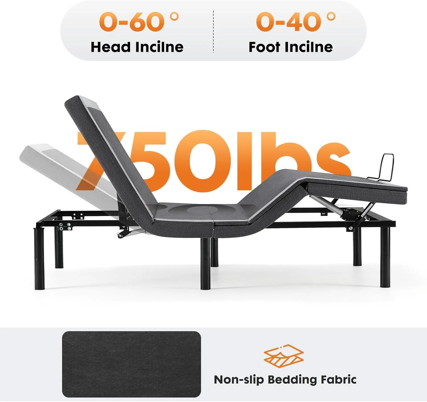 Sweetcrispy Full Adjustable Bed Frame, Ergonomic Electric Bed Base with Wireless Remote and 2 USB Ports, Head and Foot Incline, Zero Gravity Bed, Anti-Snore, Easy Assembly
