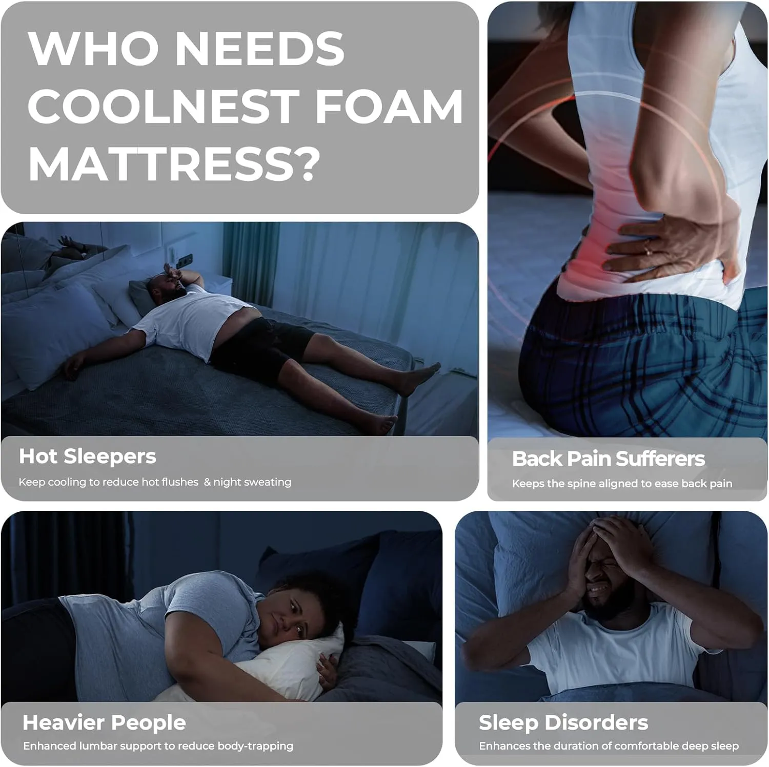 Sweetnight CoolNest Queen Mattress, 14 inch Cooling Gel Queen Size Memory Foam Mattress for Cool Night Sleep, 5-Zone Ergo Support for Pressure Relief, Medium Firm, CertiPUR-US Certified
