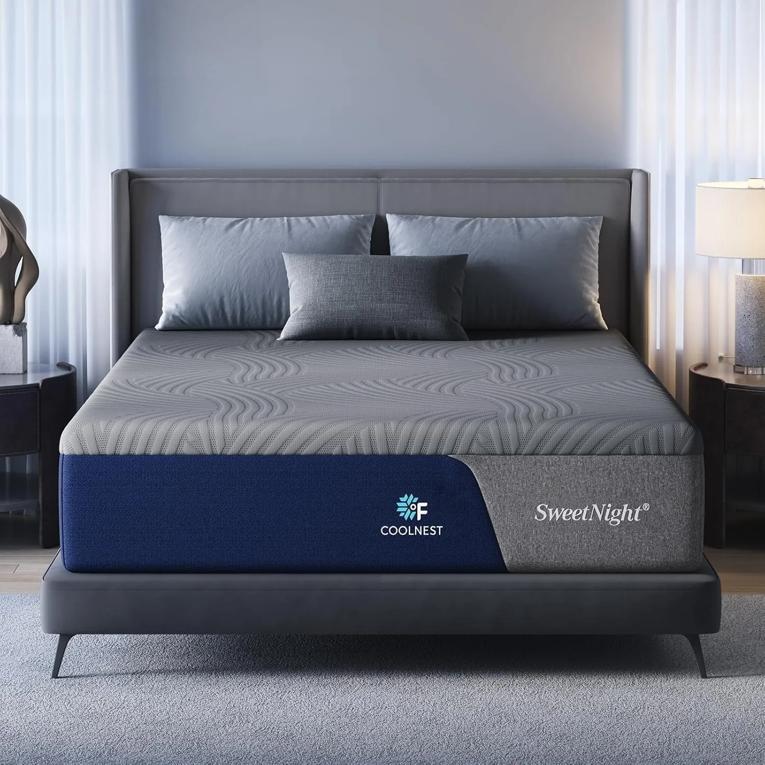 Sweetnight CoolNest Queen Mattress, 14 inch Cooling Gel Queen Size Memory Foam Mattress for Cool Night Sleep, 5-Zone Ergo Support for Pressure Relief, Medium Firm, CertiPUR-US Certified