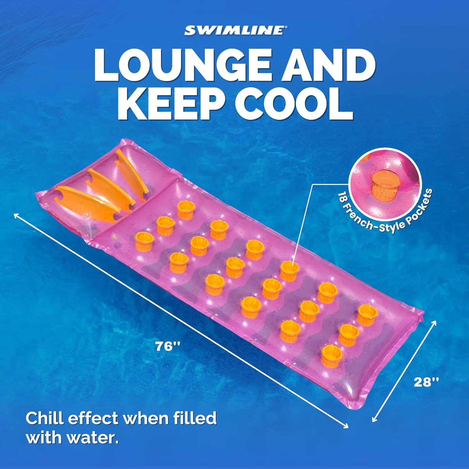 Swimline 76" 18 Pocket Inflatable Mattress - Pink